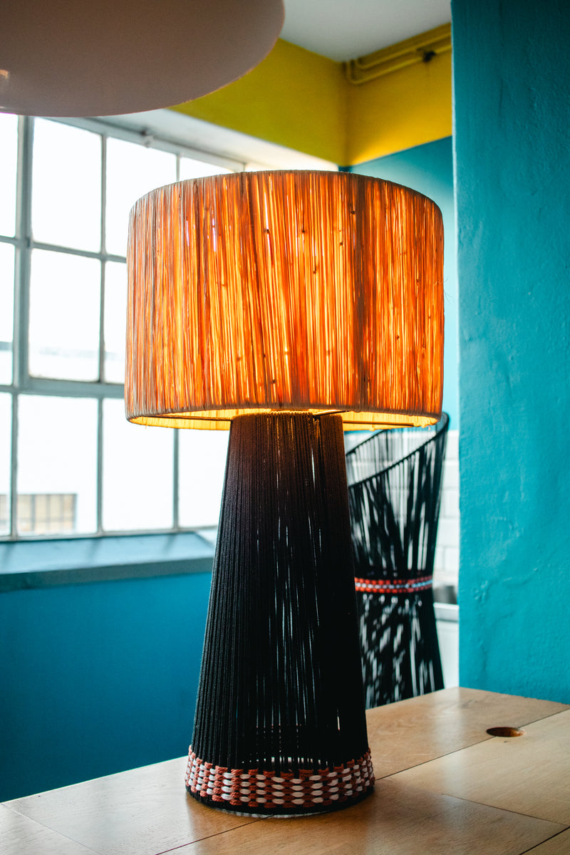 Raffia conical table lamp (various styles)