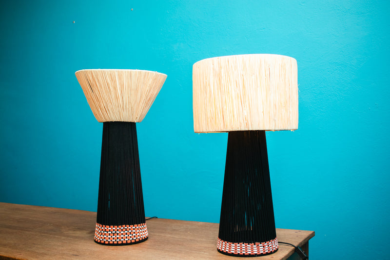 Raffia conical table lamp (various styles)