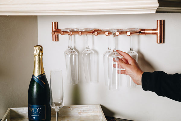 Copper Mounted Champagne Glass Holder