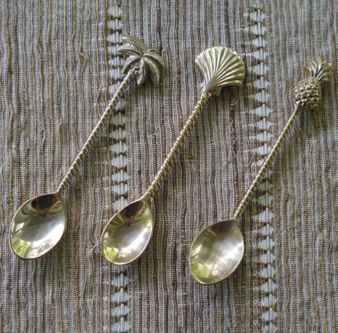Gold palm tree teaspoon (single)