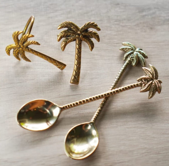 Brass napkin rings - bronze palm tree (set of 2)