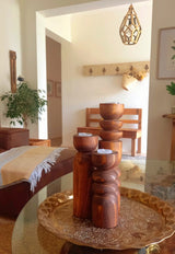 Totem wooden Candle Holders - Set of 3