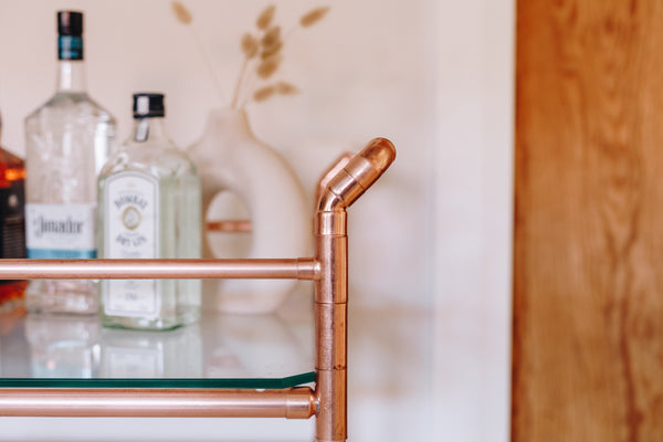 Copper Glass Drinks Trolley