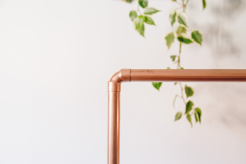 Free Standing Copper Clothing Rail with Side Rail