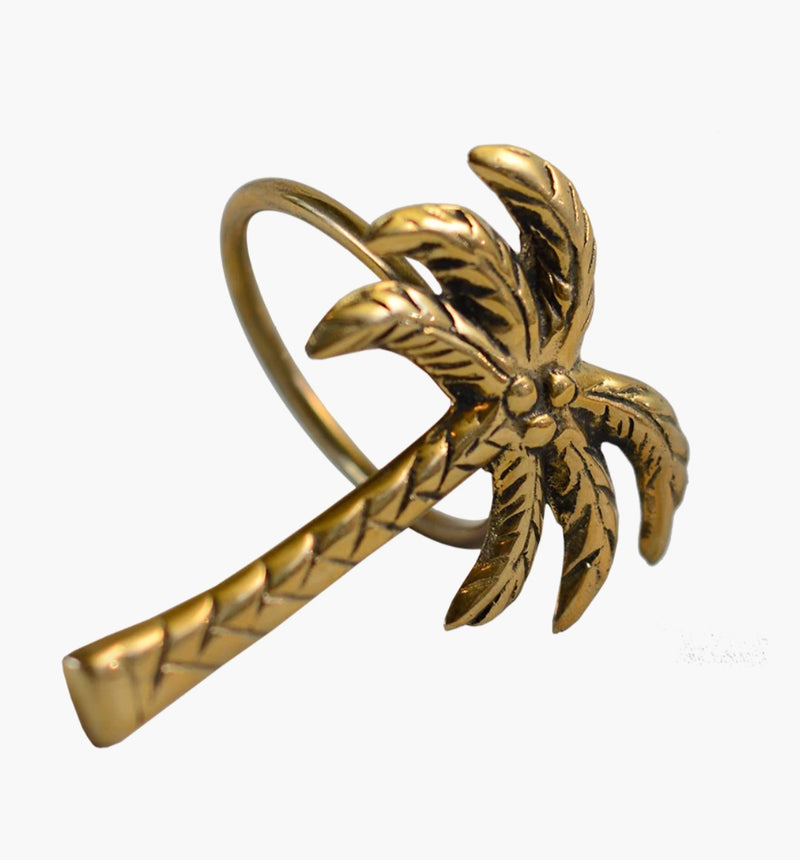 Brass napkin rings - bronze palm tree (set of 2)