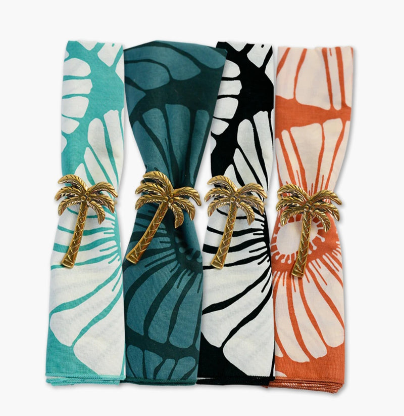 Brass napkin rings - bronze palm tree (set of 2)