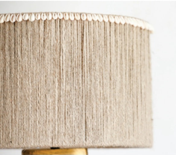 Jute and cowrie shell lampshade