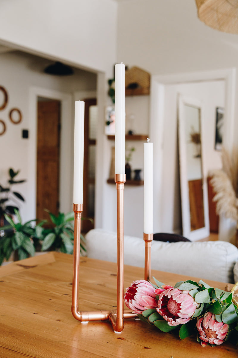 Copper Trio Candle Stick Holder