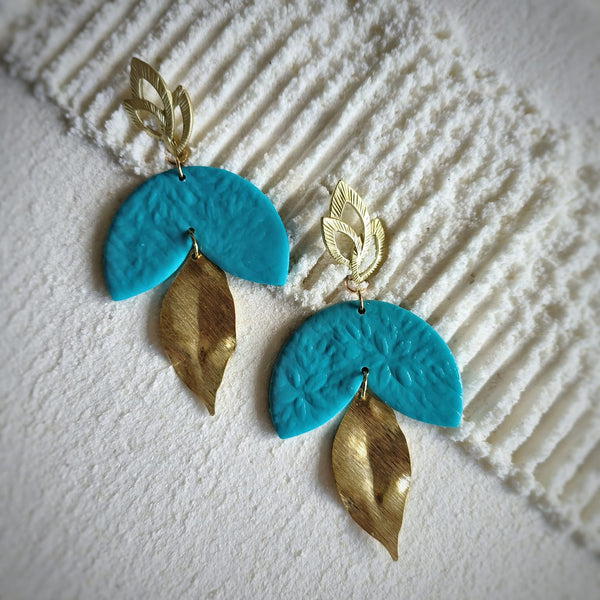 |Blue and gold polymer clay earrings|Blue and gold polymer clay earrings|Blue and gold polymer clay earrings