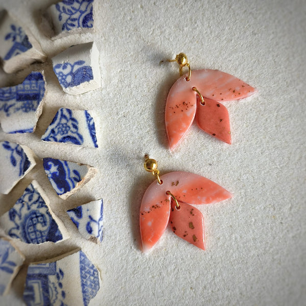 |Coral petals polymer clay earrings|Coral petals polymer clay earrings||||